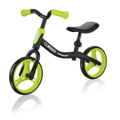 Евтино и леко детско колело без педали за деца в черно-зелен цвят