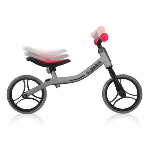 Колело за баланс за деца, колело без педали за деца на възраст над 2 години, сиво-червен цвят, GoBike, Globber, възможности за регулиране на седалка и кормило