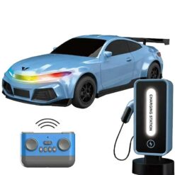 Детска спортна електрическа кола Crazon New Energy със зарядна станция, RC, синя
